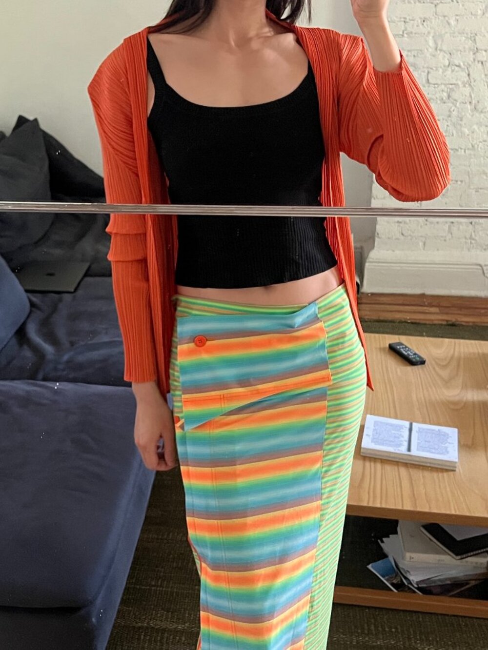 Pleats Please Issey Miyake orange cardigan